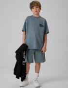 4F T-shirt regular cu imprimeu băieți - turcoaz 134/140 (8-10 ani)