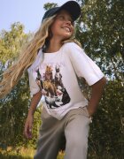 4F Tricou boxy cu imprimeu pentru fată - 122/128 (6-8 ani)