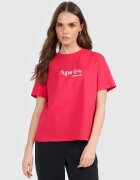 4F Tricou boxy cu imprimeu pentru femei - roșu XS