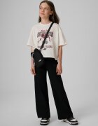 4F Tricou boxy cu imprimeu pentru fete - crem 122/128 (6-8 ani)