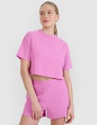 4F Tricou crop top din tricot cu vafe pentru femei - XL