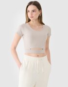 4F Tricou crop top neted pentru femei - L