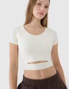 4F Tricou crop top neted pentru femei - XL