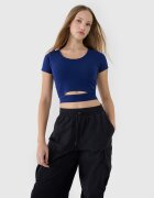 4F Tricou crop top neted pentru femei - XS