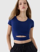 4F Tricou crop top neted pentru femei - XS