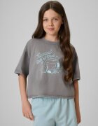 4F Tricou loose crop top cu imprimeu pentru fete - 146/152 (10-12 ani)