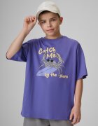 4F Tricou loose cu imprimeu pentru băieți - 146/152 (10-12 ani)