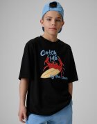 4F Tricou loose cu imprimeu pentru băieți - 122/128 (6-8 ani)