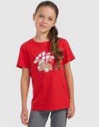 4F Tricou regular cu imprimeu de sărbători pentru fete - roșu 140