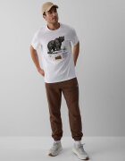 4F Tricou regular cu imprimeu pentru bărbați - crem XL