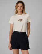 4F Tricou regular cu imprimeu pentru femei - alb XL