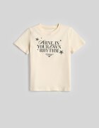 4F Tricou regular cu imprimeu pentru femei - crem 152