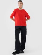 4F Tricou regular din tricot cu vafe pentru femei - roșu XS