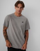 4F Tricou regular simplu bărbați (3-pack) - gri+negru+bleumarin S
