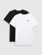 4F Tricou regular unicolor pentru bărbați (2-pack) - alb+negru XXL