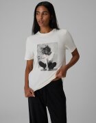 4F Tricou relaxed cu imprimeu pentru femei - crem XS