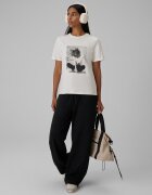 4F Tricou relaxed cu imprimeu pentru femei - crem XS