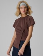 4F Tricou slim cu fronseu pentru femei - maro M