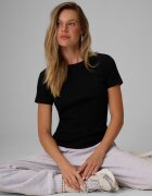 4F Tricou slim din tricot reiat pentru femei - M