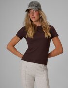4F Tricou slim din tricot reiat pentru femei - maro XS