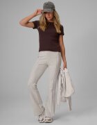 4F Tricou slim din tricot reiat pentru femei - maro XS