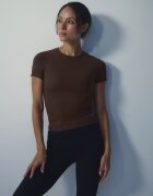 4F Tricou slim pentru yoga cu uscare rapidă pentru femei - maro M
