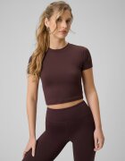 4F Tricou slim simplu pentru femei - maro S