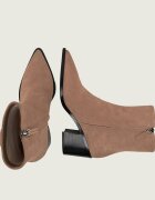 COCCINELLE Botine cu toc Gretel | piele întoarsă