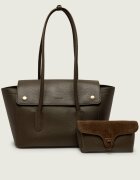 COCCINELLE Geantă shopper 3 în 1 Double Beat cu adaos de piele