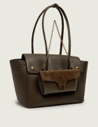 COCCINELLE Geantă shopper 3 în 1 Double Beat cu adaos de piele