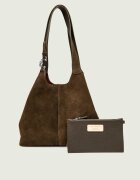 COCCINELLE Geantă shopper + borsetă C-Easy | piele întoarsă