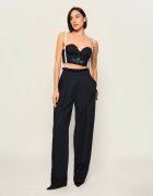 Elisabetta Franchi De lână pantaloni cu cordon | Oversize fit