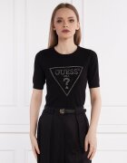 GUESS Pulover KAYLA LOGO RN SS SWTR | Slim Fit