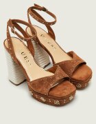 GUESS Sandale cu toc gros VALICE2 | piele întoarsă