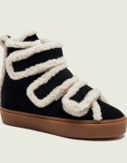 Inuikii Căptușite botine cu platformă Velcro Wedge | piele întoarsă | shearling cu adaos de lână