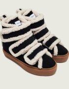 Inuikii Căptușite botine cu platformă Velcro Wedge | piele întoarsă | shearling cu adaos de lână