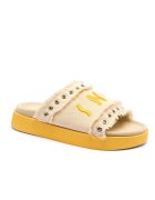 Inuikii Șlapi Frayed Denim Low cu adaos de piele