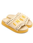 Inuikii Șlapi Frayed Denim Low cu adaos de piele