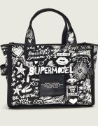 Marc Jacobs Cufăr The Punk Scribble Canvas Small Tote Bag