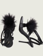 Michael Kors De piele sandale cu toc subțire Whitby Feather Trim