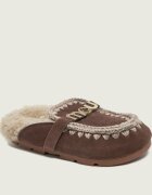 Mou Căptușite mules (încălțăminte) Winter Bio Slide | piele întoarsă | shearling