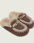 Mou Căptușite mules (încălțăminte) Winter Bio Slide | piele întoarsă | shearling