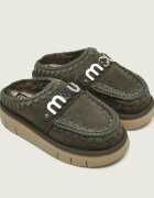 Mou Mules (încălțăminte) Bounce Clog cu adaos de lână | piele întoarsă
