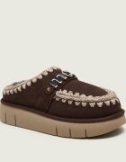 Mou Mules (încălțăminte) Bounce Clog cu adaos de lână | piele întoarsă