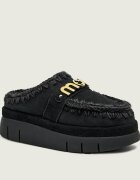 Mou Mules (încălțăminte) Bounce welt clog suede cu adaos de lână | piele întoarsă