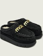 Mou Mules (încălțăminte) Bounce welt clog suede cu adaos de lână | piele întoarsă