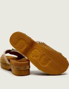 Mou Șlapi Low heel wood clog | piele întoarsă