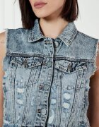 ONE TEASPOON De blugi vestă Acid Blue | Cropped Fit
