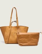 Patrizia Pepe Geantă shopper + borsetă (In)Complete | piele întoarsă cu adaos de piele