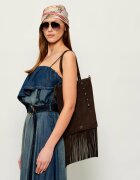Pinko Geantă pe umăr MINI SHOPPER FRINGES | piele întoarsă